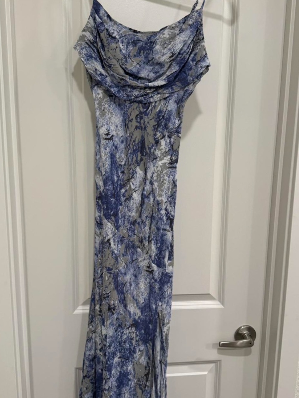 Hello Molly Blue Marble Cowl Slip Maxi Dress